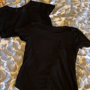 2 of the same black corner pocket shirts